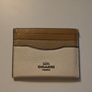 Coach Cream and Brown Leather Card Holder